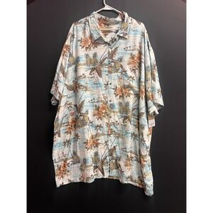 Foundry Short Sleeve Blue/white Tropical Hawaiian  Shirt. Mens Size 4XLT